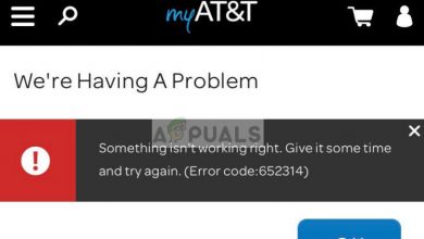 Error code 652314 when accessing email in AT&T